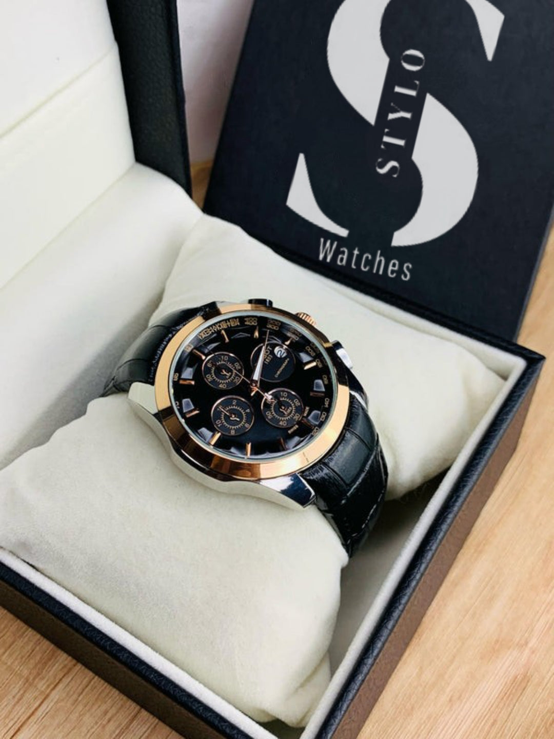 Branded Chronograph working Watch (Black Gold)