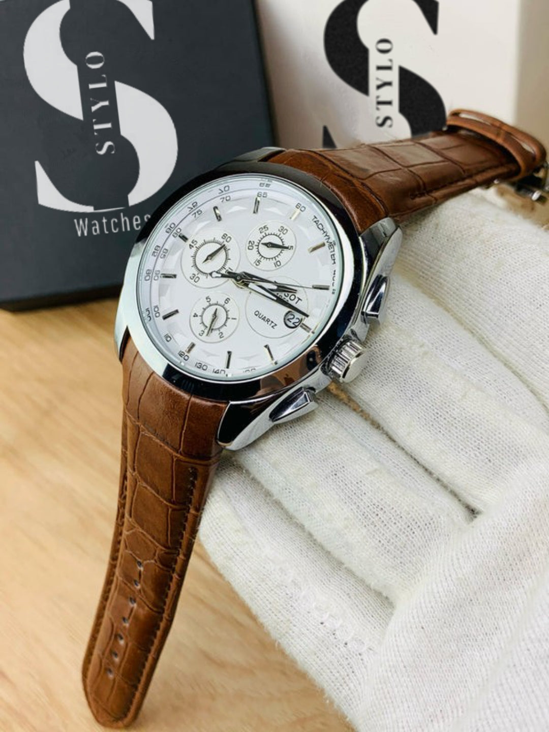 Branded Chronograph working Watch (Brown Silver)