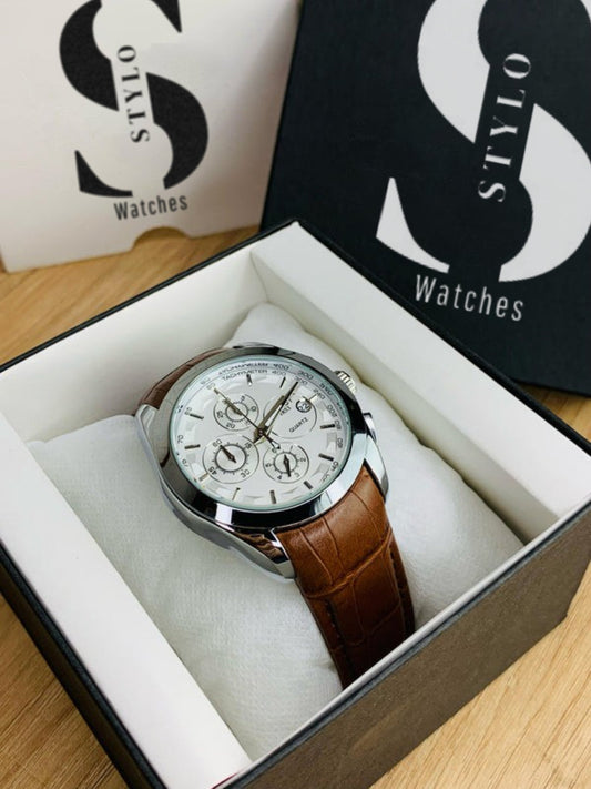 Branded Chronograph working Watch (Brown Silver)