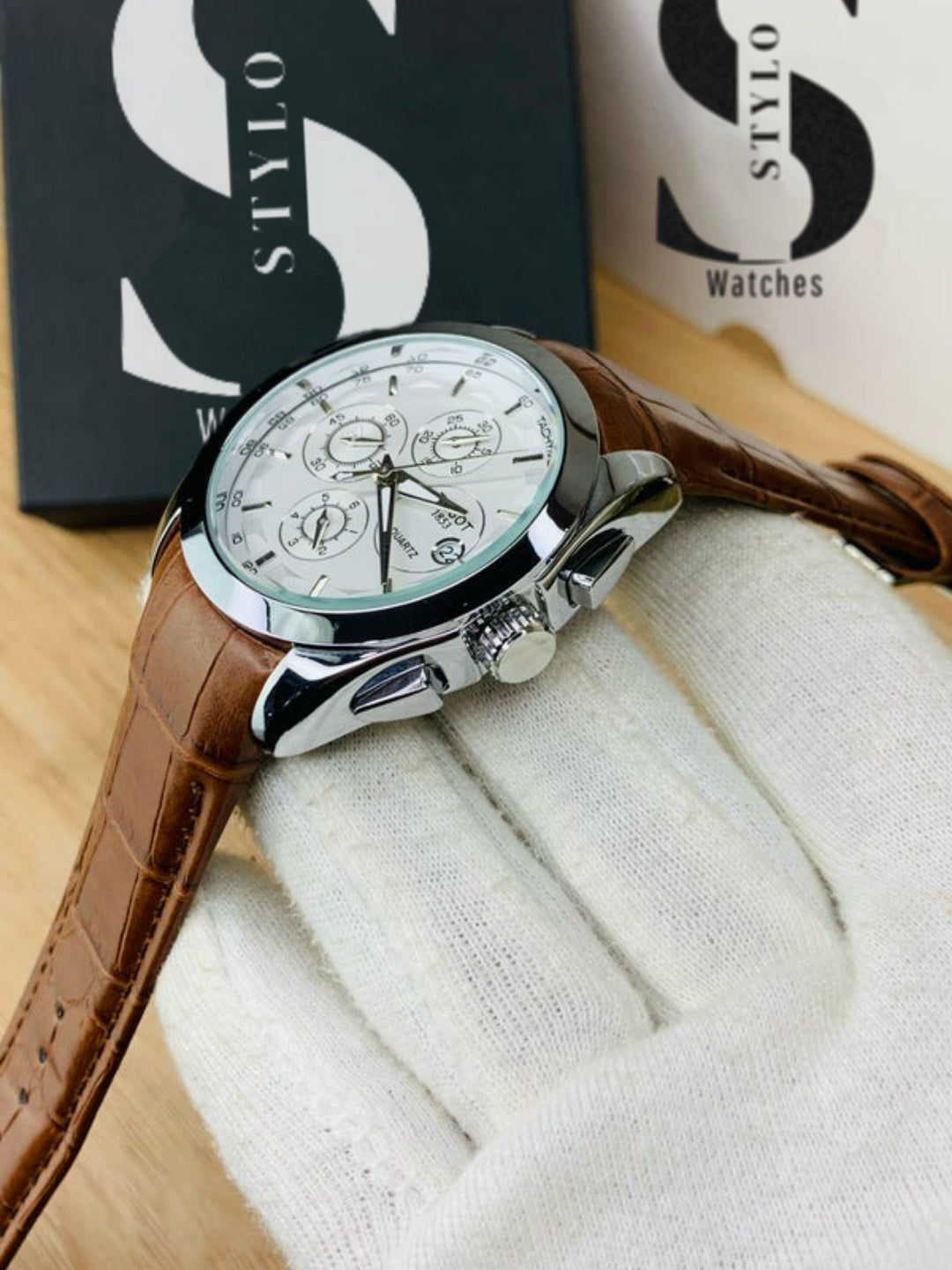 Branded Chronograph working Watch (Brown Silver)