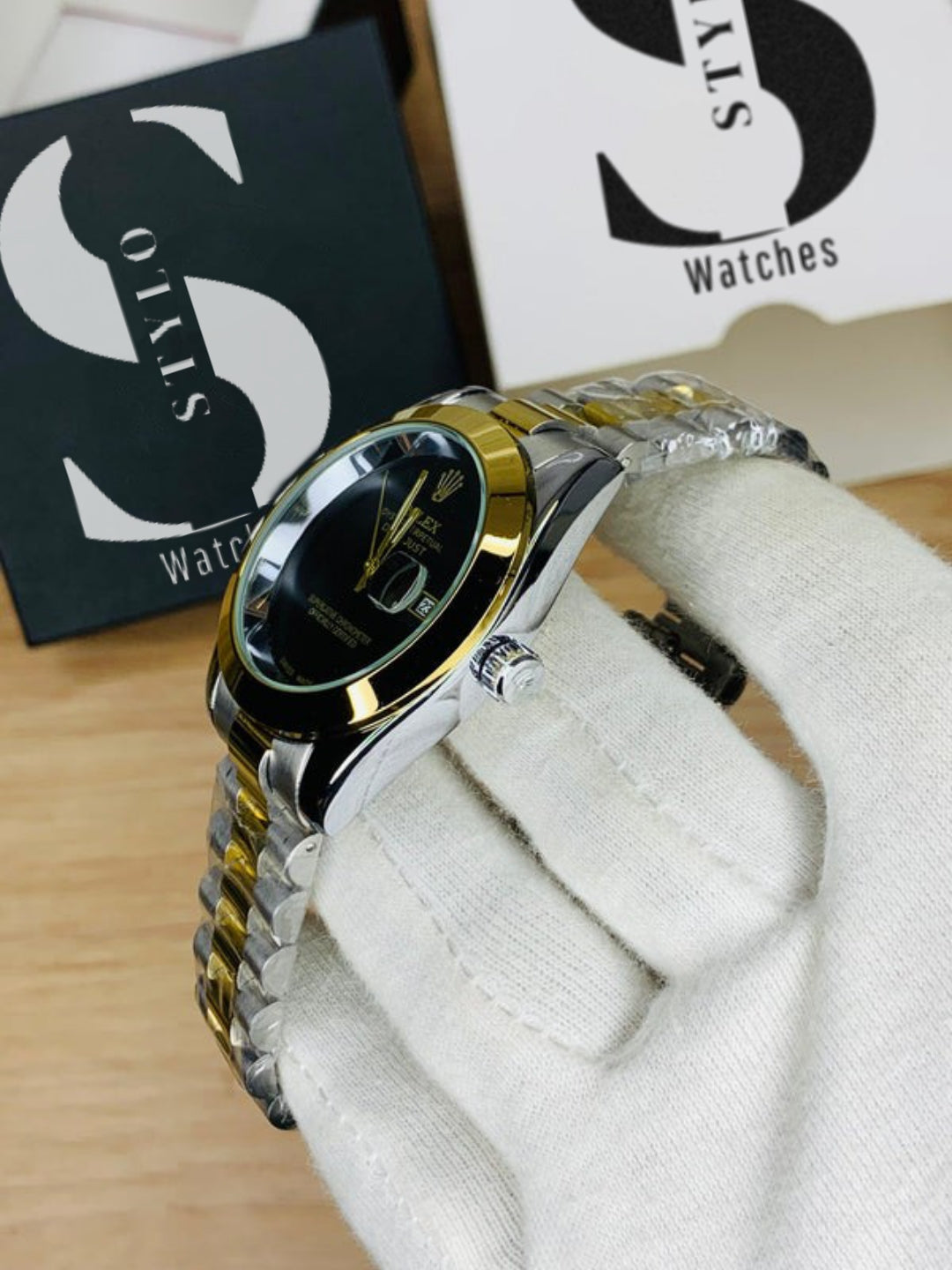 Branded Two Tone Black