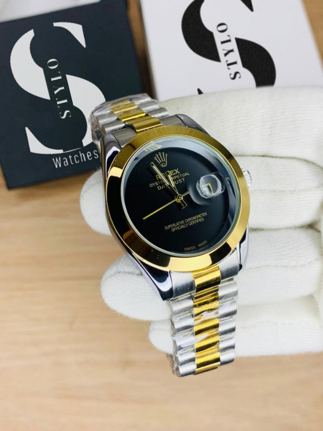 Branded Two Tone Black