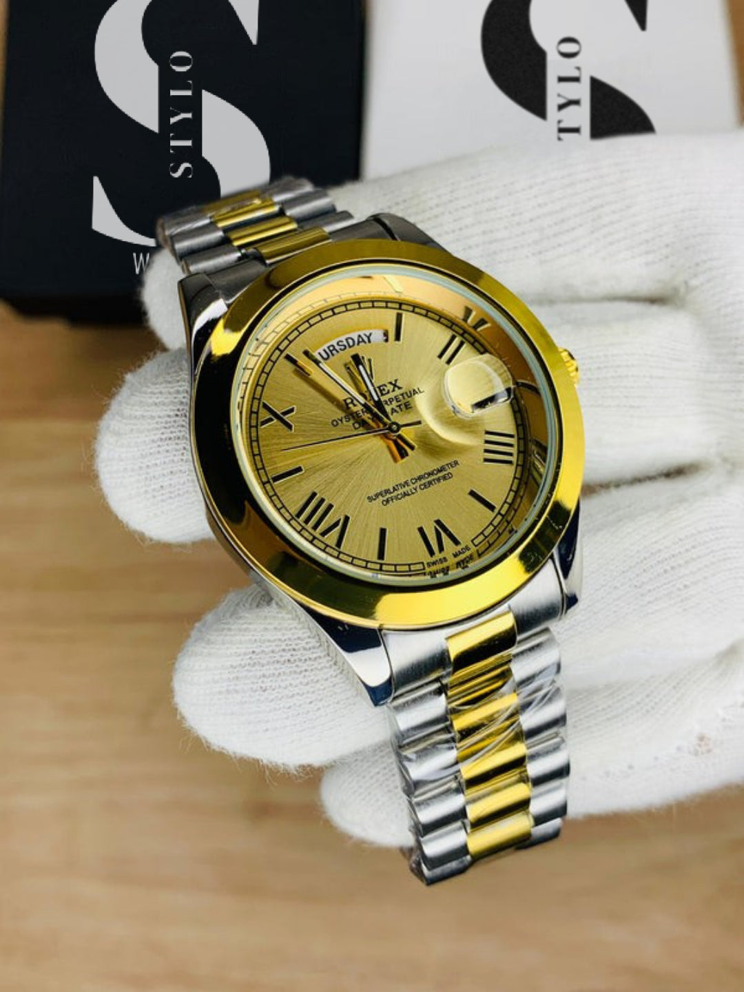 Day&Date Roman Model (Two Tone Gold)