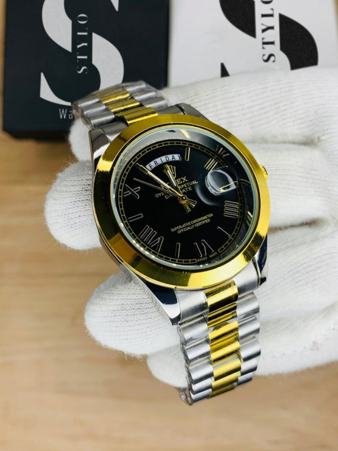 Day&Date Roman Model (Two Tone Black)