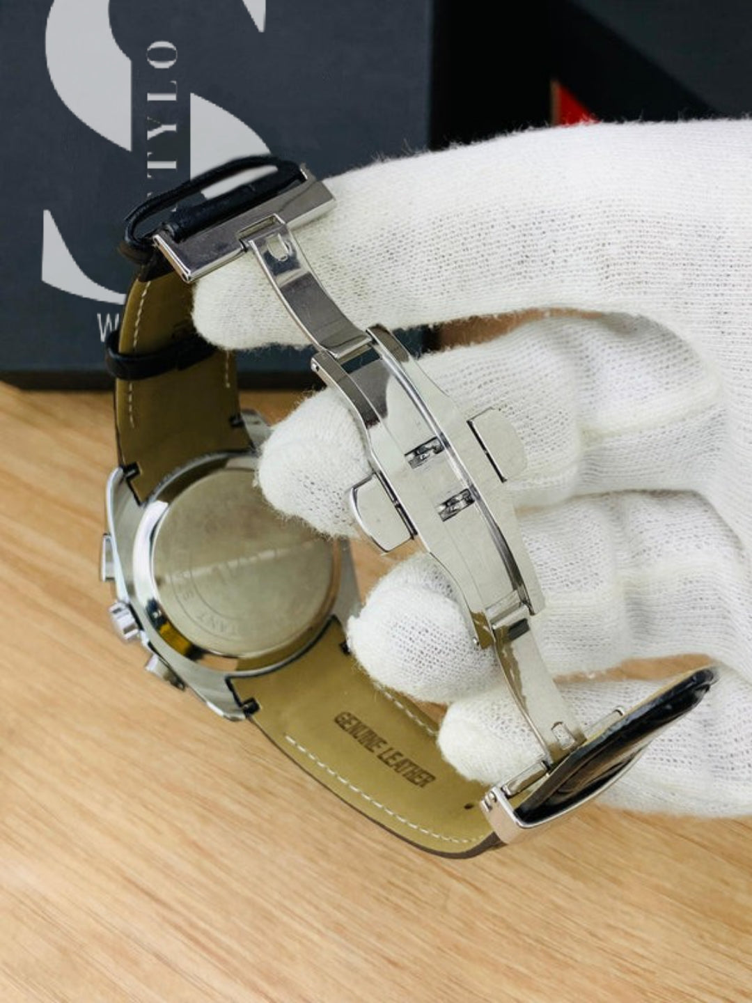 Branded Chronograph working Watch (White Dial Black Strap)